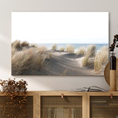 Lotus &amp; Fawn Sand Dune &amp; Grass By The Beach Canvas Wall Art
