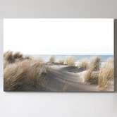Lotus &amp; Fawn Sand Dune &amp; Grass By The Beach Canvas Wall Art