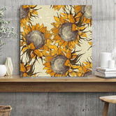 Lotus &amp; Fawn Sunflower Canvas Wall Art