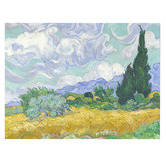 Lotus &amp; Fawn Wheatfield with Cypress By Van Gogh Stretched Canvas Wall Art