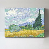 Lotus &amp; Fawn Wheatfield with Cypress By Van Gogh Stretched Canvas Wall Art