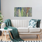 Lotus &amp; Fawn Large Tropic Leaves, Hand Painting Style Stretched Canvas Wall Art