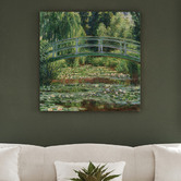 Lotus &amp; Fawn The Japanese Footbridge &amp; The Water Lily Pool By Monet Stretched Canvas Wall Art