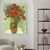 Lotus &amp; Fawn Wildflowers By Van Gogh Stretched Canvas Wall Art
