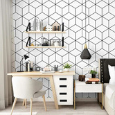 Palatial Designs Black &amp; White Hexagon Wallpaper