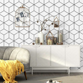 Palatial Designs Black &amp; White Hexagon Wallpaper