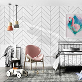 Palatial Designs Black &amp; White Herringbone Wallpaper
