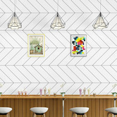Palatial Designs Black &amp; White Herringbone Wallpaper