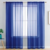 Palatial Designs Luxton Navy Sheer Rod Pocket Curtains