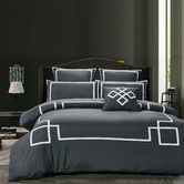 Palatial Designs Charcoal Burgess Quilt Cover Set