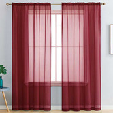 Palatial Designs Luxton Dark Red Sheer Rod Pocket Curtains