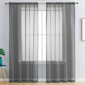 Palatial Designs Luxton Dark Grey Sheer Rod Pocket Curtains