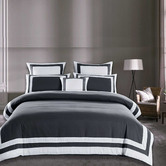 Palatial Designs Grey &amp; White Bailey Quilt Cover Set