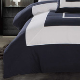 Palatial Designs Grey Navy Blue Gabii Quilt Cover Set