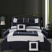 Palatial Designs Grey Navy Blue Gabii Quilt Cover Set