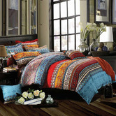 Palatial Designs Striped Floral Boho Mandala Quilt Cover Set
