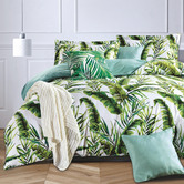 Palatial Designs Nara Tropical Leaf Microfibre Quilt Cover Set