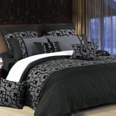 Palatial Designs Charcoal &amp; Black Lyde Quilt Cover Set