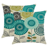 Palatial Designs Teal Daisy Abstract Flower Cushion Covers
