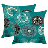 Palatial Designs Teal Sunflower Abstract Flower Cushion Covers