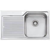 Oliveri Sonetto 820mm Single Stainless Steel Kitchen Sink with Left Drainer