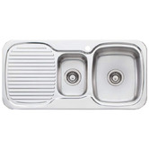 Oliveri Lakeland 980mm 1 &amp; &frac12; Stainless Steel Kitchen with Left Drainer
