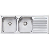 Oliveri Nu-Petite 1250mm Double Stainless Steel Kitchen Sink with Right Drainer