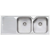 Oliveri Nu-Petite 1250mm Double Stainless Steel Kitchen Sink with Left Drainer