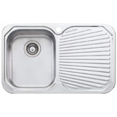 Oliveri Petite 770mm Topmount Single Stainless Steel Kitchen Sink with Right Drainer