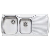 Oliveri Monet 1200mm Topmount 1 &amp; &frac34; Stainless Steel Kitchen Sink with Right Drainer