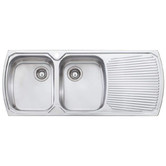 Oliveri Monet 1200mm Topmount Double Stainless Steel Kitchen Sink with Right Drainer