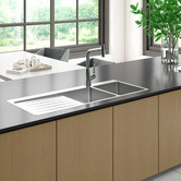 Oliveri Sonetto 1410mm 1 &amp; &frac34; Stainless Steel Kitchen Sink with Left Drainer