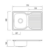 Oliveri Endeavour 770mm Topmount Single Kitchen Sink with Right Drainer