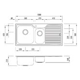 Oliveri Nu-Petite 1080mm 1 &amp; &frac12; Stainless Steel Kitchen Sink with Right Drainer