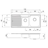 Oliveri Nu-Petite 1150mm 1 &amp; &frac34; Stainless Steel Kitchen Sink with Left Drainer