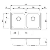 Oliveri Nu-Petite 890mm Undermount Double Kitchen Sink