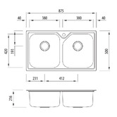 Oliveri Nu-Petite 870mm Double Stainless Steel Kitchen Sink