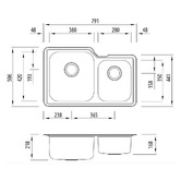 Oliveri Nu-Petite 790mm 1 &amp; &frac34; Stainless Steel Left Hand Kitchen Sink