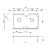 Oliveri Nu-Petite 880m Undermount Double Stainless Steel Kitchen Sink