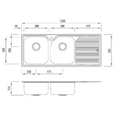 Oliveri Nu-Petite 1250mm Double Stainless Steel Kitchen Sink with Right Drainer