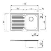 Oliveri Nu-Petite 770mm Single Stainless Steel Kitchen Sink with Left Drainer