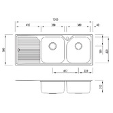 Oliveri Nu-Petite 1250mm Double Stainless Steel Kitchen Sink with Left Drainer