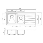 Oliveri Apollo 1200mm Topmount 1 &amp; &frac34; Stainless Steel Kitchen Sink with Right Drainer