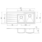 Oliveri Apollo 1200mm Topmount 1 &amp; &frac34; Stainless Steel Kitchen Sink with Left Drainer