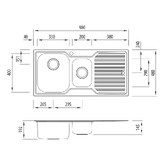 Oliveri Diaz 980mm 1 &amp; &frac12; Stainless Steel Kitchen Sink with Right Drainer