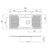 Oliveri Diaz 1080mm Single Stainless Steel Kitchen Sink with Drainers