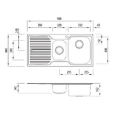Oliveri Diaz 980mm 1 &amp; &frac12; Stainless Steel Kitchen Sink with Left Rainer