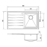 Oliveri Apollo 800mm Single Stainless Steel Kitchen Sink with Left Drainer