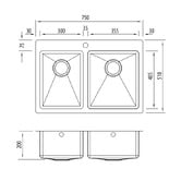 Oliveri Apollo 750mm 1 &amp; &frac34; Brushed Stainless Steel Left Hand Kitchen Sink