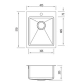 Oliveri Apollo 355mm Single Brushed Stainless Steel Kitchen Sink
